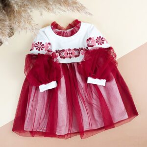 Сукня дитяча "Ніккі" фатин + вишивка, Бордовий, 80 (1 рік)