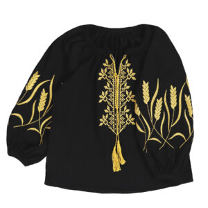 Вишиванка для дівчинки "Колоски", Чорний, 98 (3 роки)