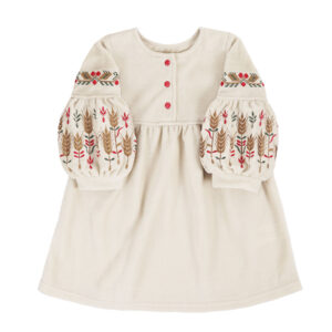 Флісова сукня з вишивкою "Колоски", Капучіно, 86 (1.5 роки)