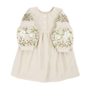 Флісова сукня з вишивкою "Бавовна", Капучіно, 86 (1.5 роки)
