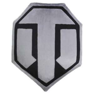Подушка декоративна лого гри "World of Tanks" WG043334 семикутна, сіро-чорна