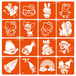 Набір трафаретів для біо-тату "Trolls + Kitti + Pepa" Trolls-kitti-pepa-16