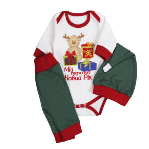 Новорічний комплект "Перший Новий Рік. Оленятко 2.0", Зелений, 62 (3 міс)