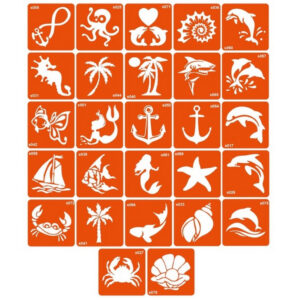 Набір трафаретів для біо-тату "S - море" s_simple_5x5_27_1