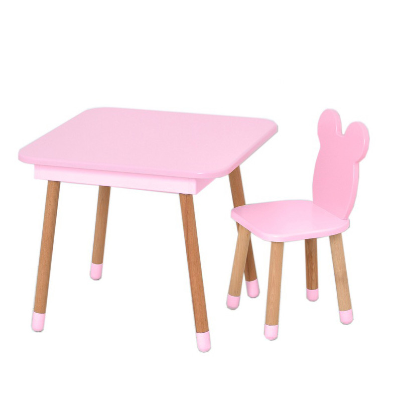 Столик зі стільцем "Ведмедик" 08-025R-BOX з ящиком, рожевий