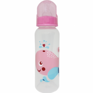 Пляшечка з соскою без ручок 250 мл, Рожевий