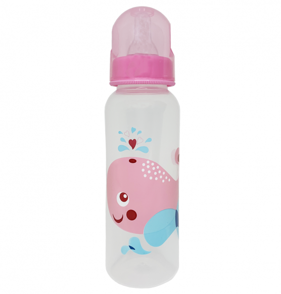 Пляшечка з соскою без ручок 250 мл, Рожевий