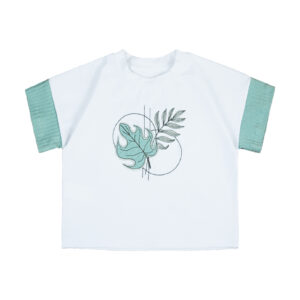 Дитяча футболка "Монстера" вишивка, Білий, 98 (3 роки)