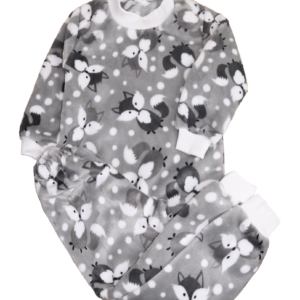 Дитяча піжама "Лисенята" вельсофт, Світло-сірий, 98 (3 роки)