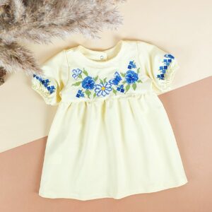Дитяча сукня "Віола" короткий рукав, Вершково-жовтий, 110 (5 років)