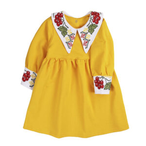 Дитяча сукня з вишитим комірцем "Наталка", Жовтий, 86 (1.5 роки)