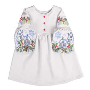 Дитяча сукня з вишивкою "Різдвяний вечір", Платиновий, 86 (1.5 роки)