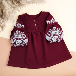 Дитяча сукня з вишивкою "Тереза", Бордовий, 128 (9 років)