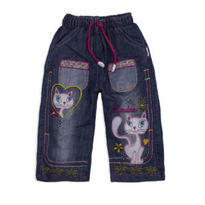 Джинси для дівчаток "Кицьки", Синій, 1 рік