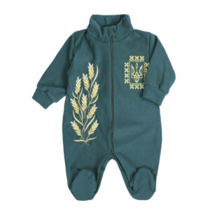 Флісовий ясельний комбінезон "Колоски", Смарагдовий, 62 (3 міс)
