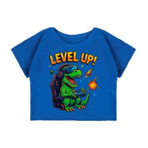 Футболка дитяча oversize з принтом  "Діно", Лазуровий, 92 (2 роки)