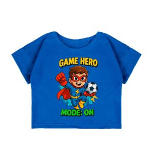 Футболка дитяча з принтом оверсайз "Герой", Лазуровий, 92 (2 роки)