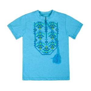Футболка вишиванка "Давид" короткий рукав, Бірюзовий, 92 (2 роки)