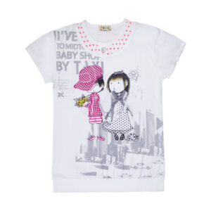 Футболка з принтом та вишивкою, Молочний, L