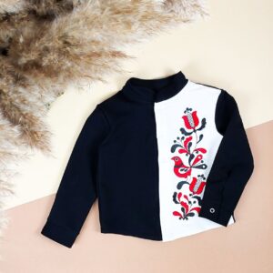 Комбінована сорочка "Данко" з вишивкою, Чорний, 122 (7 років)