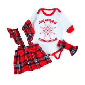 Комплект боді + сарафан "Мамина сніжинка" , Червоний, 80 (1 рік)