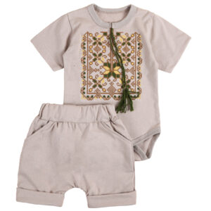 Комплект боді + шорти "Орнамент", Какао, 62 (3 міс)