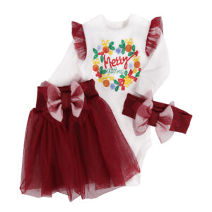 Комплект для девочки "Віночок" + фатин, Бордовий, 62 (3 міс)