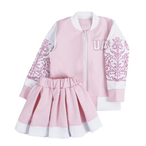 Комплект для дівчат "UA" спідниця + бомбер, Рожевий, 98 (3 роки)