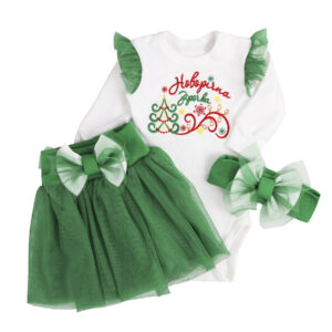 Комплект для дівчинки "Новорічна зірочка 2.0" + фатин, Зелений, 62 (3 міс)