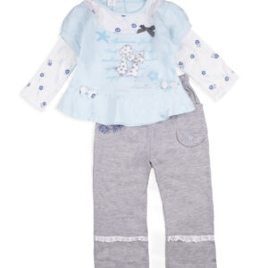 Комплект двійка для дівчаток, Блакитний, 90