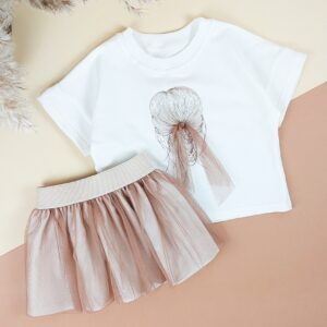 Комплект дитячий "Дівчинка" спідниця + футболка , Капучіно, 98 (3 роки)