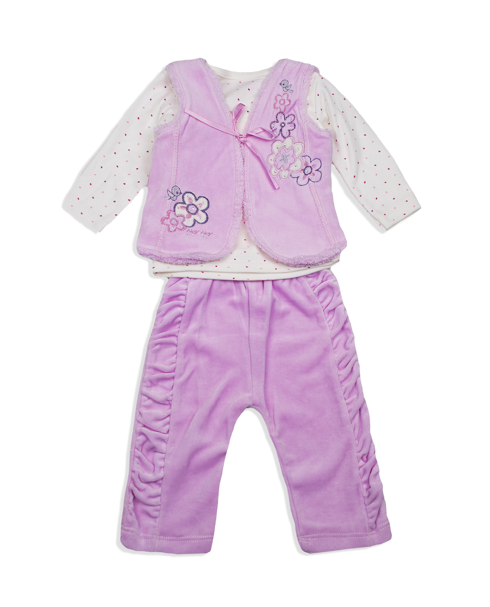 Комплект-трійка для дівчаток, Фіолетовий, 62 (3 міс)