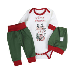 Комплект трійка ясельний "Merry Christmas. Оленятко", Зелений, 74 (6-12 міс)