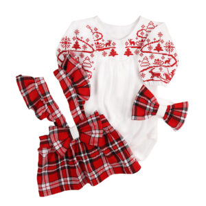 Комплект ясельний для дівчаток "Новорічні пригоди", Червоний, 62 (3 міс)