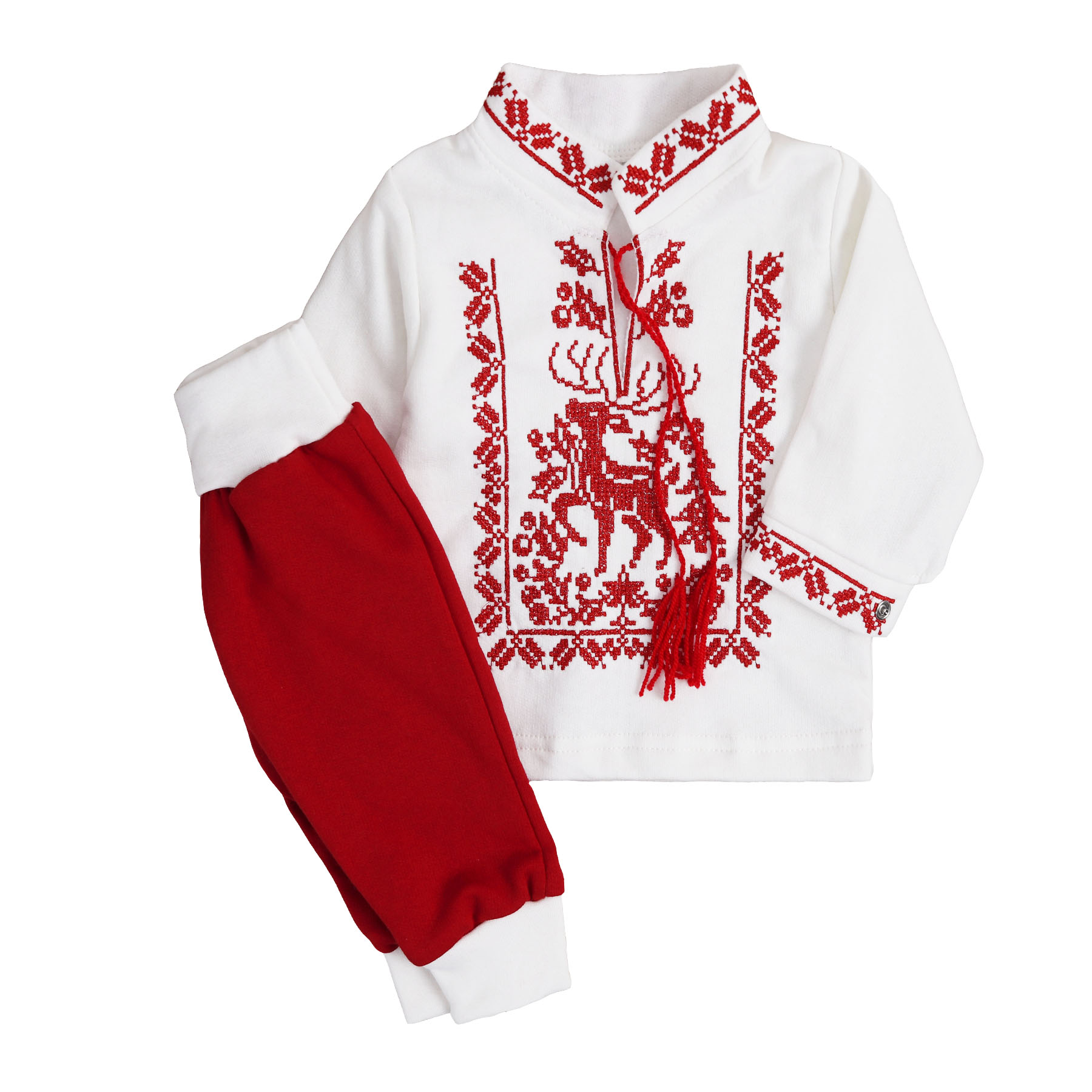 Комплект ясельний "Різдвяна казка" з начосом, Червоний, 68 (6 міс)