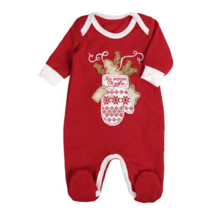 Новорічний комбінезон "Перше Різдво. Рукавичка", Червоний, 56 (від 0 міс)