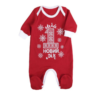 Новорічний ясельний комбінезон "Мій Перший Новий Рік. Орнамент", Червоний, 56 (від 0 міс)