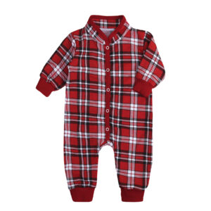 Ромпер ясельний "Клітинка" 2.0 футер, Червоний, 62 (3 міс)