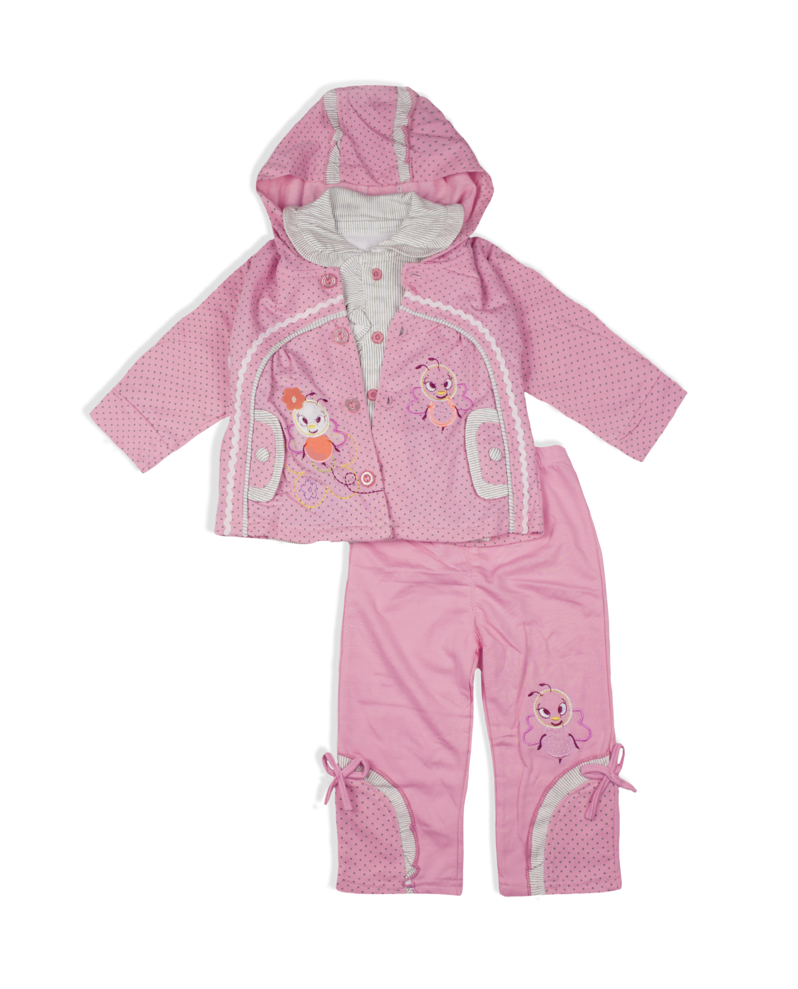 Спортивний костюм для дівчинки трійка "Бджілки", Пудровий, 74 (6-12 міс)