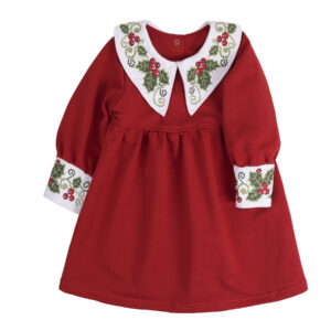 Сукня для дівчинки "Омела" з вишитим комірцем, Червоний, 86 (1.5 роки)