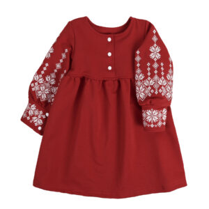 Сукня дитяча "Аміна" довгий рукав + вишивка, Червоний, 86 (1.5 роки)