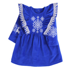 Сукня дитяча флісова з мереживом "Герда", Електрик, 110 (5 років)