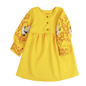 Сукня дитяча "Магнолія 2.0" довгий рукав + вишивка, Жовтий, 86 (1.5 роки)