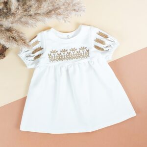 Сукня дитяча з коротким рукавом "Колоски", Молочний, 110 (5 років)