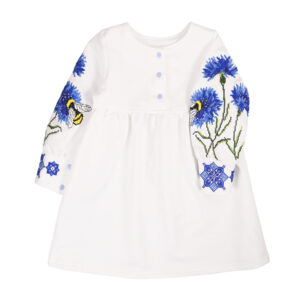 Сукня дитяча з вишивкою "Волошка", Молочний, 110 (5 років)