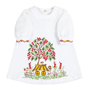 Сукня ясельна "Хатинка" з вишивкою, Білий, 62 (3 міс)