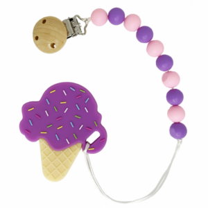 Силіконовий прорізувач + тримач кліпса "Морозиво", Фіолетовий