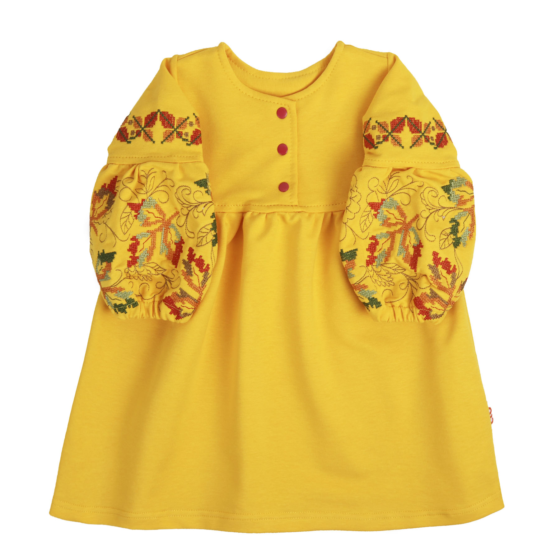 Вишита сукня з довгим рукавом "Амарі", Жовтий, 86 (1.5 роки)