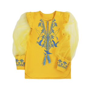 Вишиванка для дівчинки "Ластівка" з фатиновим рукавом, Жовтий, 110 (5 років)