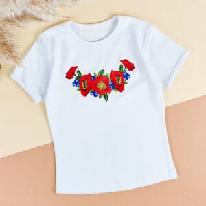 Вишиванка для дівчинки "Маки" №1, Білий, 122-128см